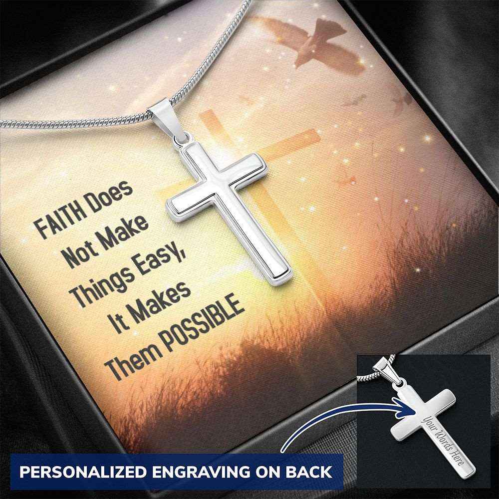Faith does not make things easy- Personalized Cross Necklace