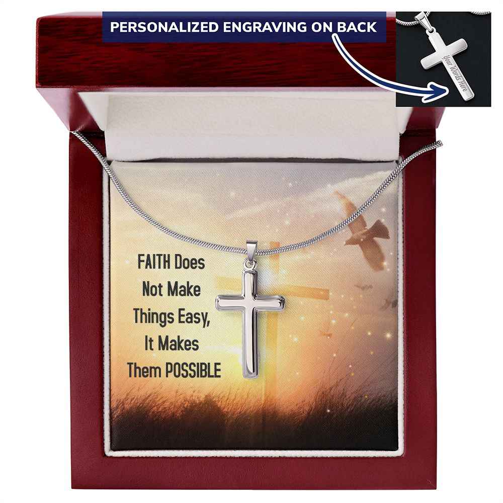 Faith does not make things easy- Personalized Cross Necklace