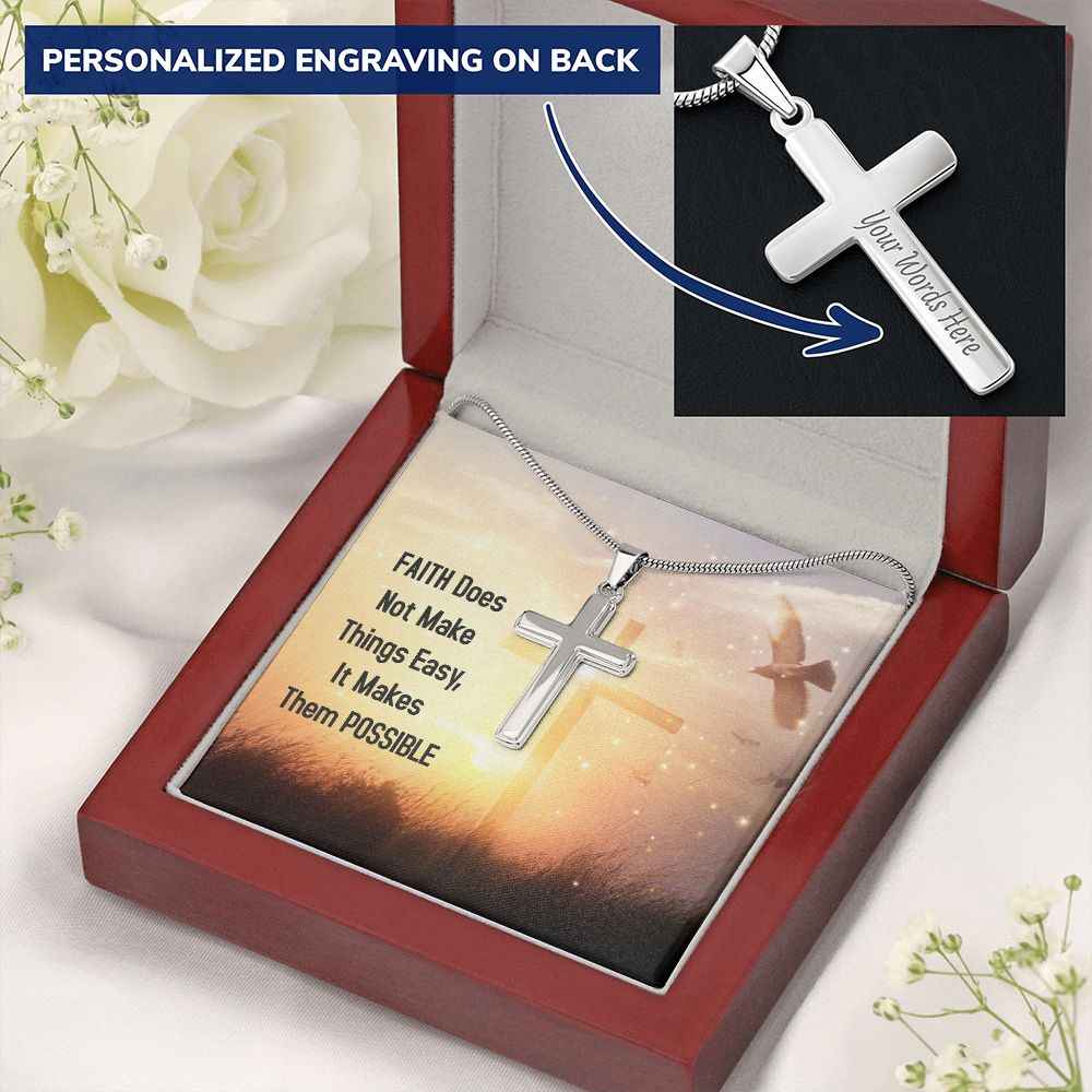 Faith does not make things easy- Personalized Cross Necklace