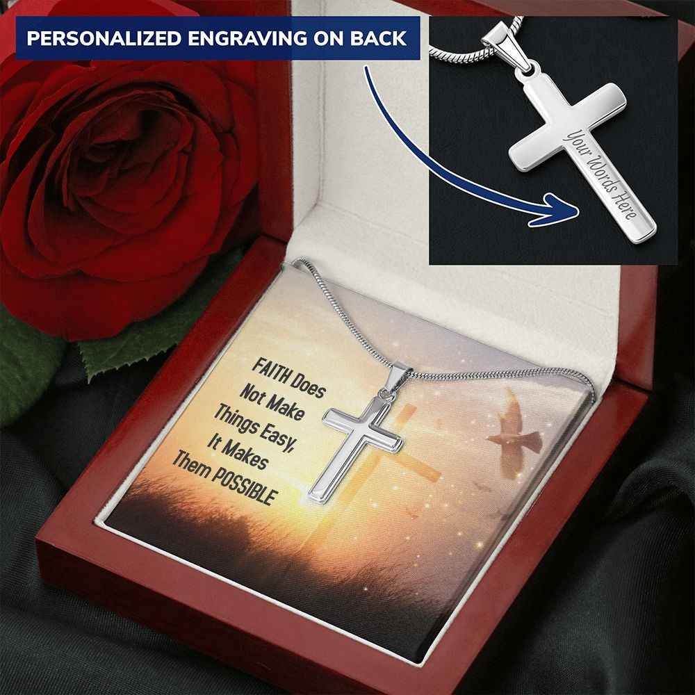 Faith does not make things easy- Personalized Cross Necklace