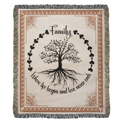 Family Where life Belongs Heirloom Woven Blanket - StarShineBox -