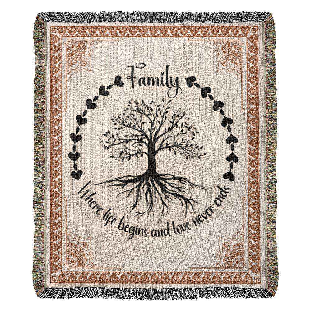 Family Where life Belongs Heirloom Woven Blanket