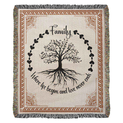 Family Where life Belongs Heirloom Woven Blanket