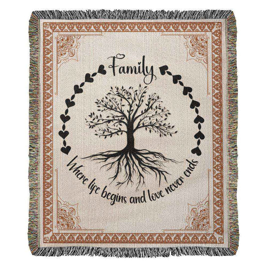 Family Where life Belongs Heirloom Woven Blanket