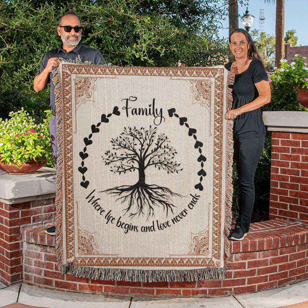 Family Where life Belongs Heirloom Woven Blanket