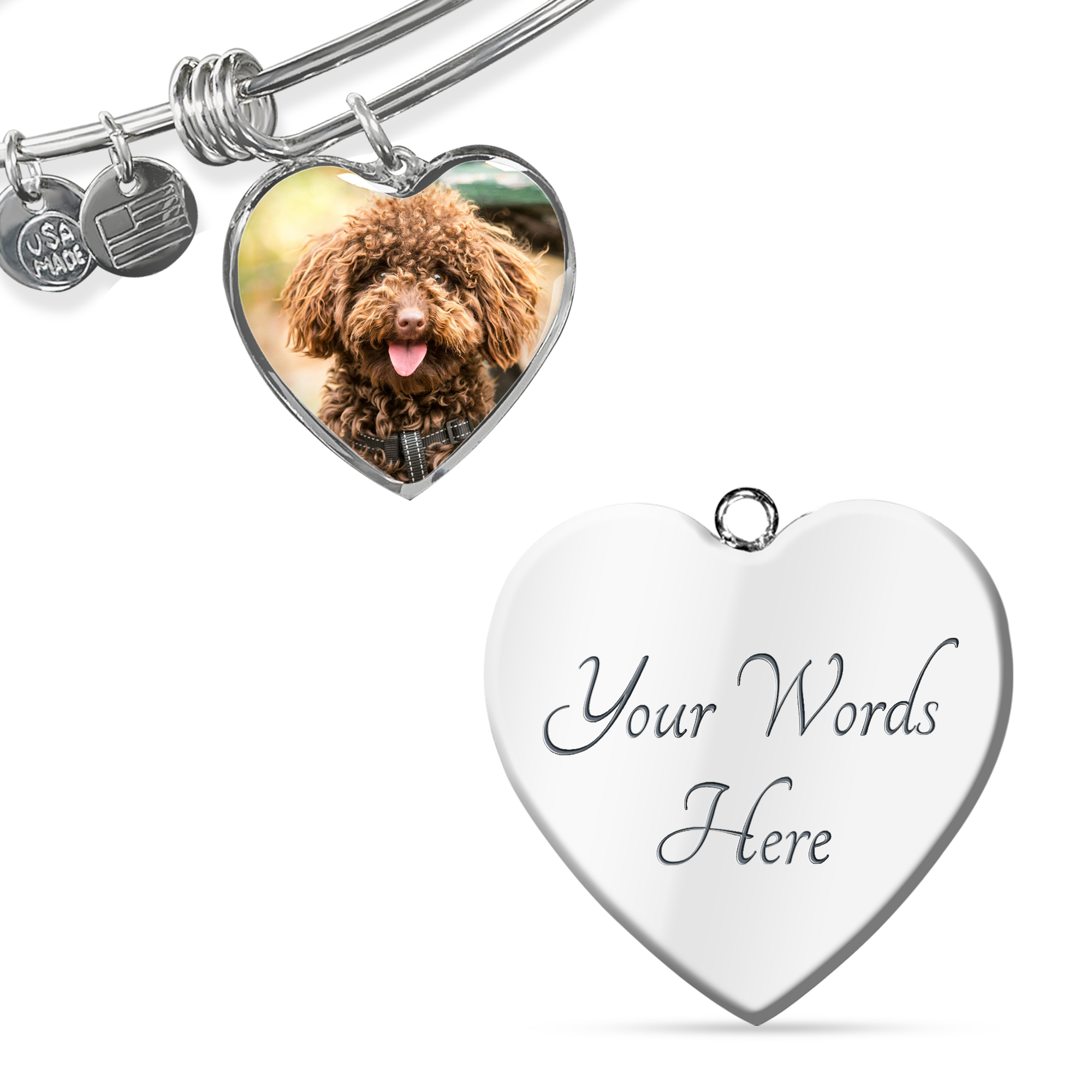 I love you more than treats personalized  Luxury Heart Bangle - Starshine Box