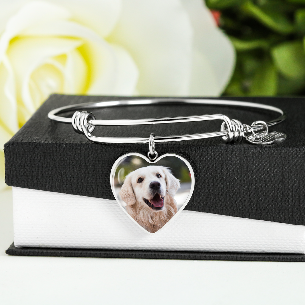 I love you more than treats personalized  Luxury Heart Bangle