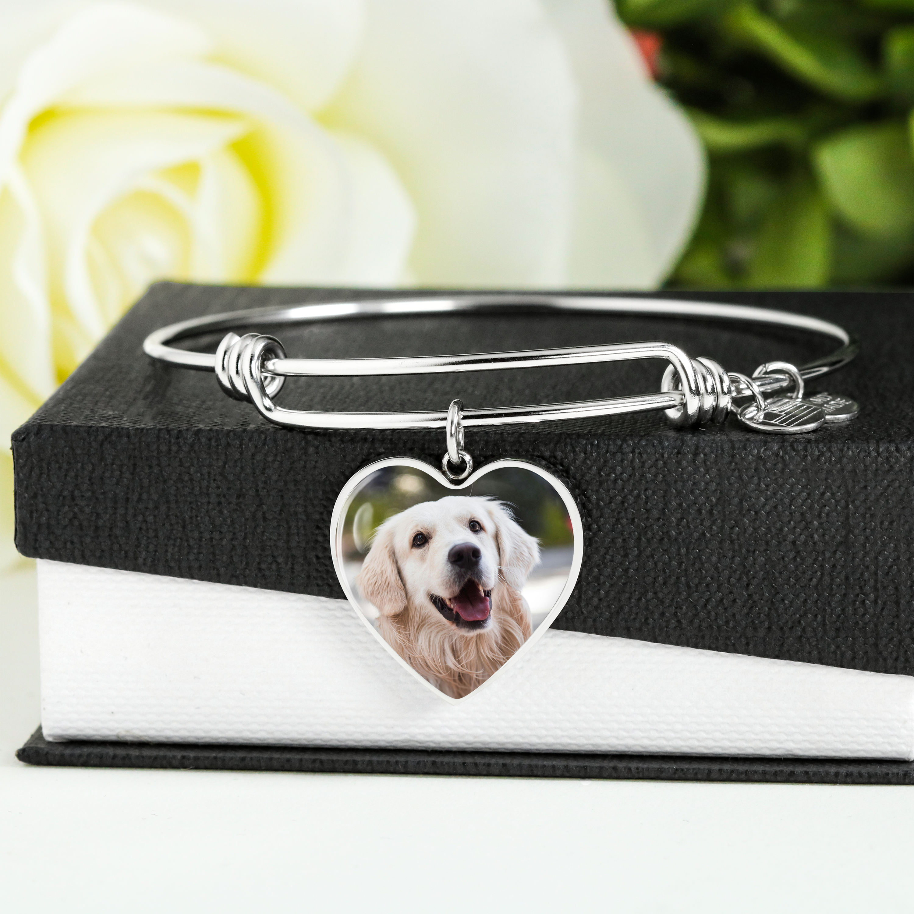 I love you more than treats personalized  Luxury Heart Bangle