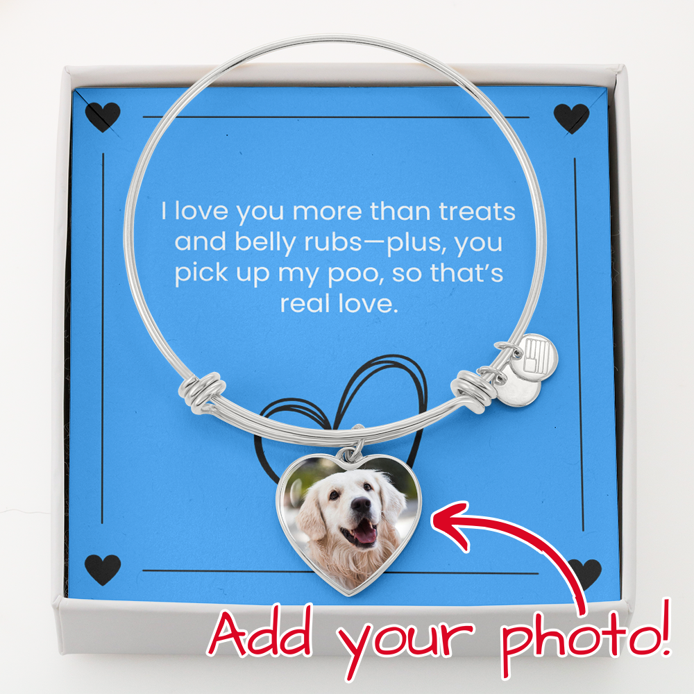 I love you more than treats personalized  Luxury Heart Bangle