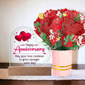 Happy Anniversary,  May your love continue to grow Heart Acrylic Plaque and Sweetest Devotion Flower Bouquet