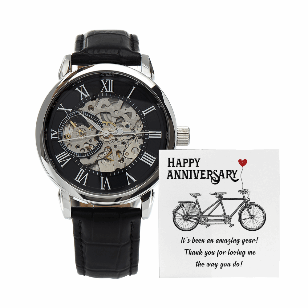 Happy Anniversary its been an amazing years Men's Openwork Watch With Mahogany Box - StarShineBox -