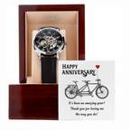 Happy Anniversary its been an amazing years Men's Openwork Watch With Mahogany Box - StarShineBox -