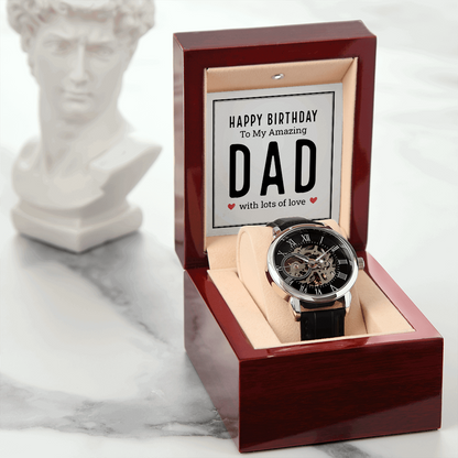 Happy birthday to my amazing dad Men's Openwork Watch With Mahogany Box - StarShineBox -