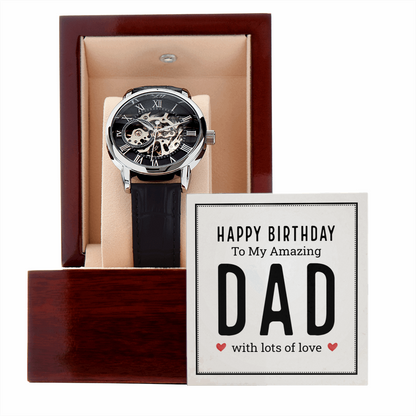 Happy birthday to my amazing dad Men's Openwork Watch With Mahogany Box - StarShineBox -