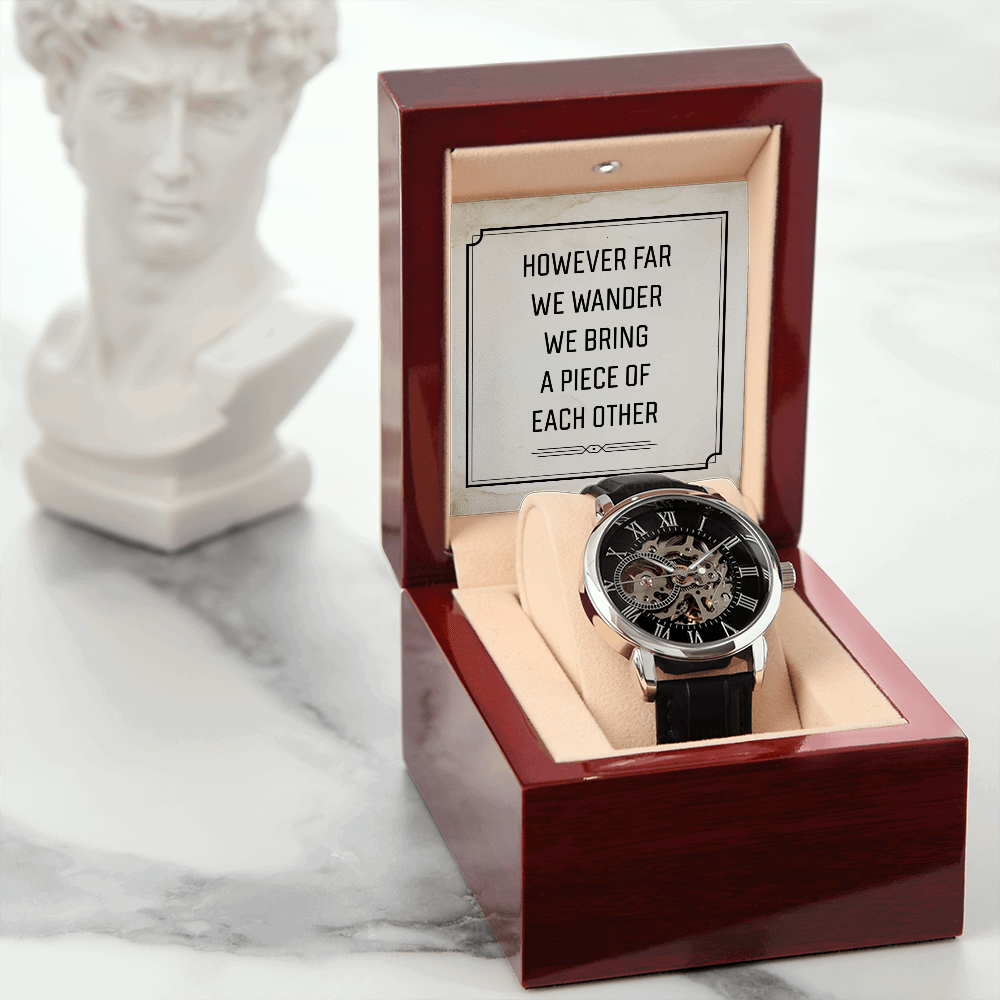 However far we wander Men's Openwork Watch With Mahogany Box - StarShineBox -
