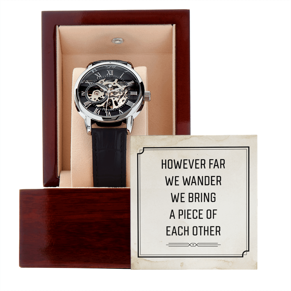 However far we wander Men's Openwork Watch With Mahogany Box - StarShineBox -