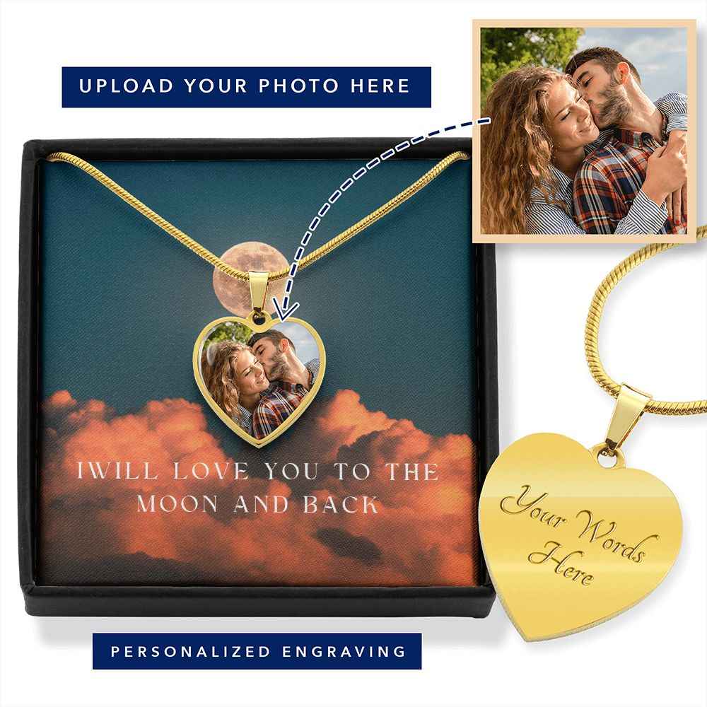 I will love you to the moon and back custom heart necklace