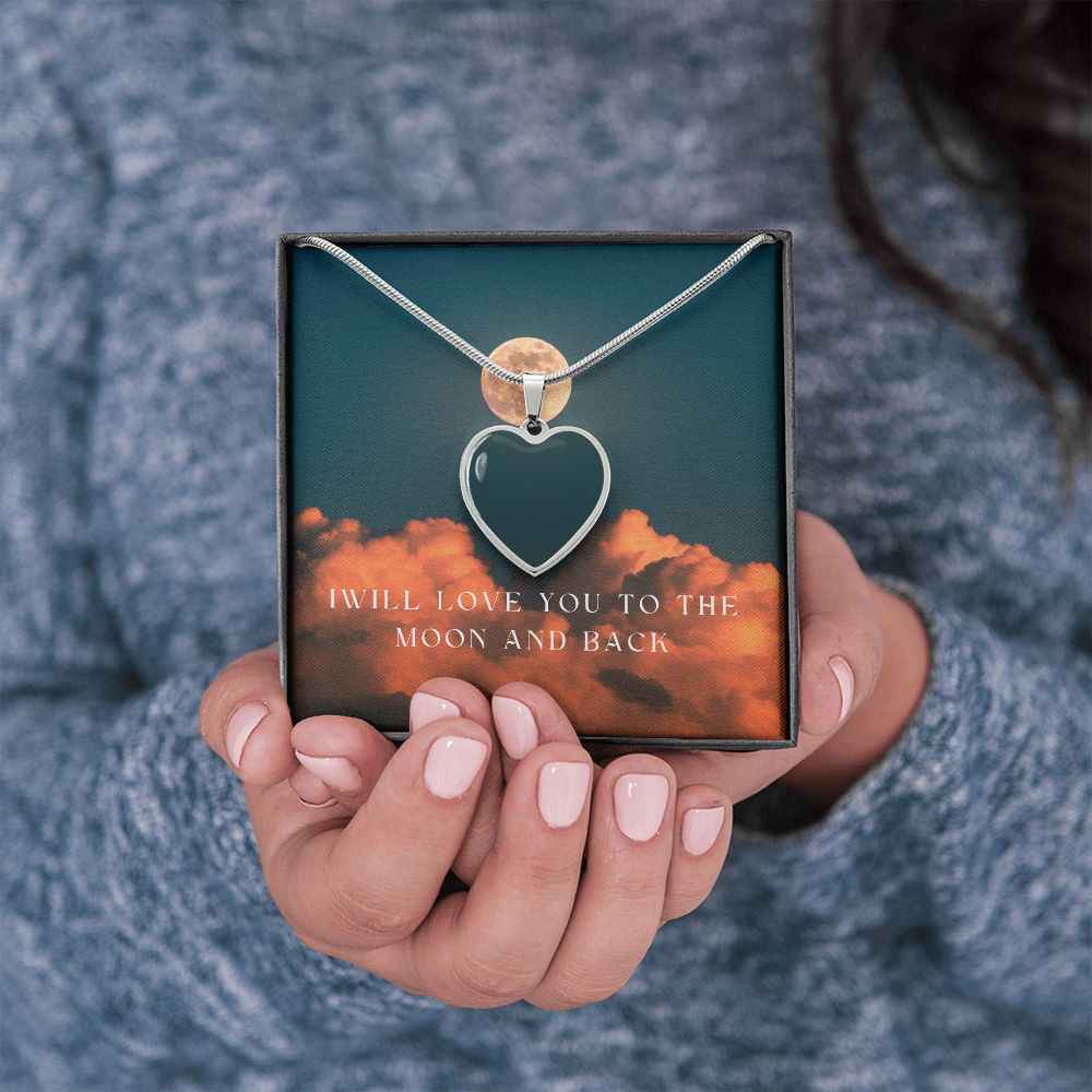 I will love you to the moon and back custom heart necklace