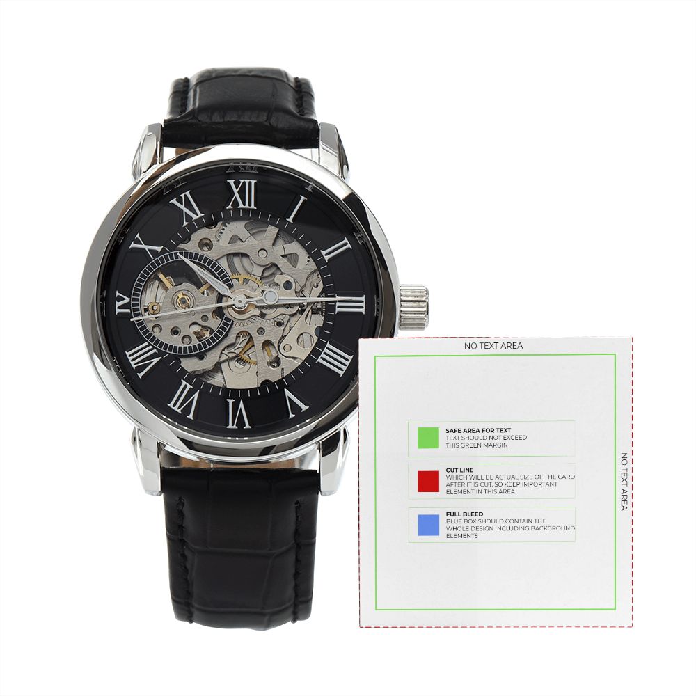 Men's Openwork Watch With Mahogany Box - StarShineBox -