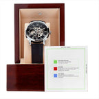 Men's Openwork Watch With Mahogany Box