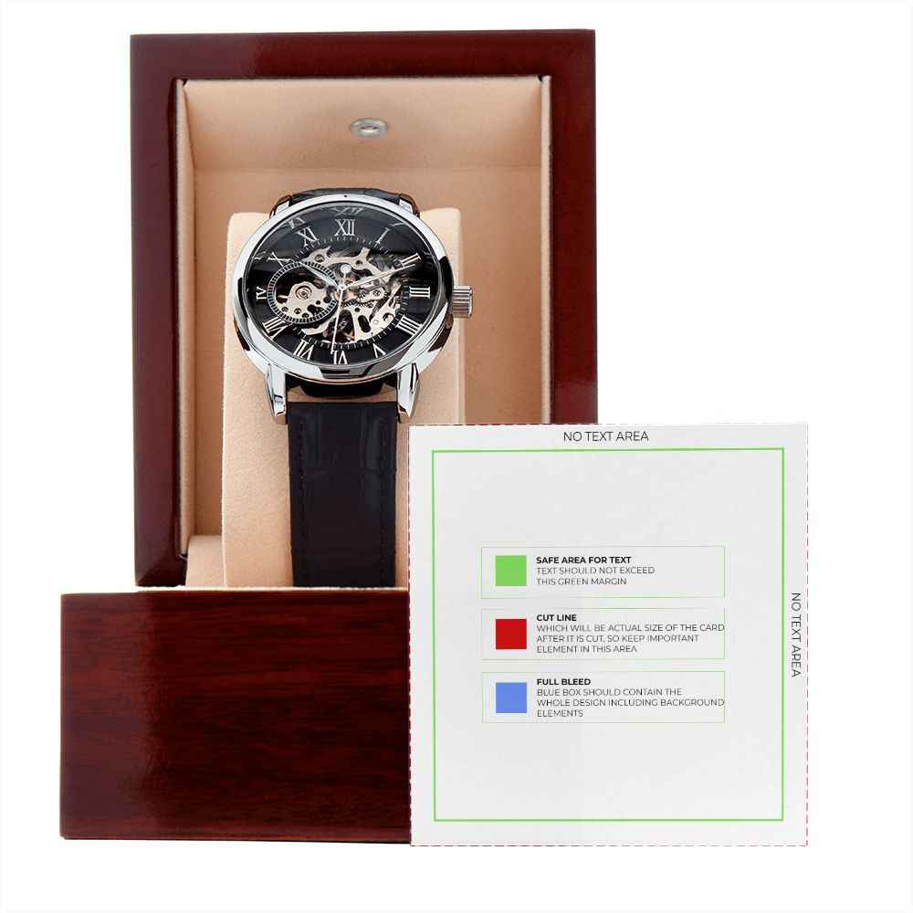 Men's Openwork Watch With Mahogany Box