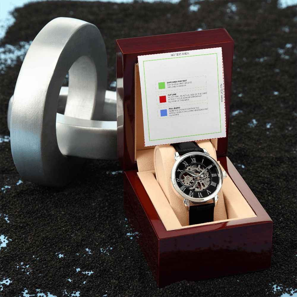 Men's Openwork Watch With Mahogany Box
