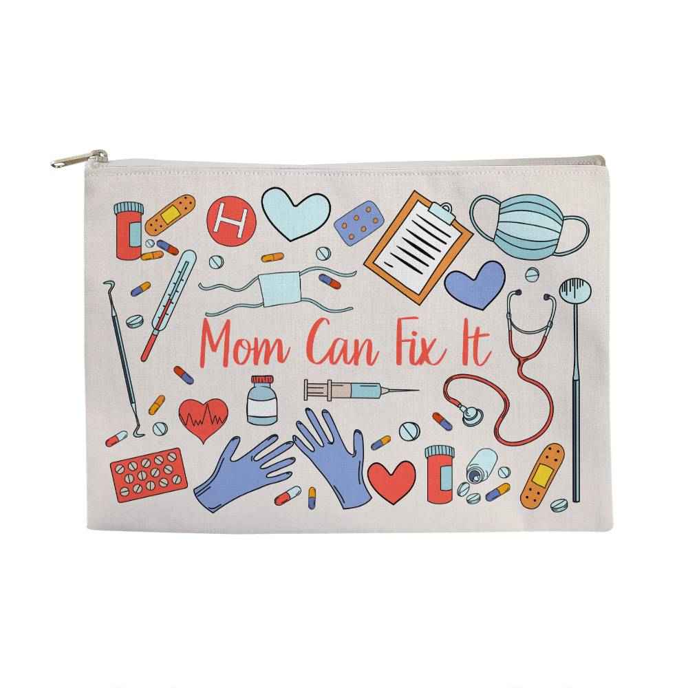Mom Can Fix It Large Fabric Zippered Pouch
