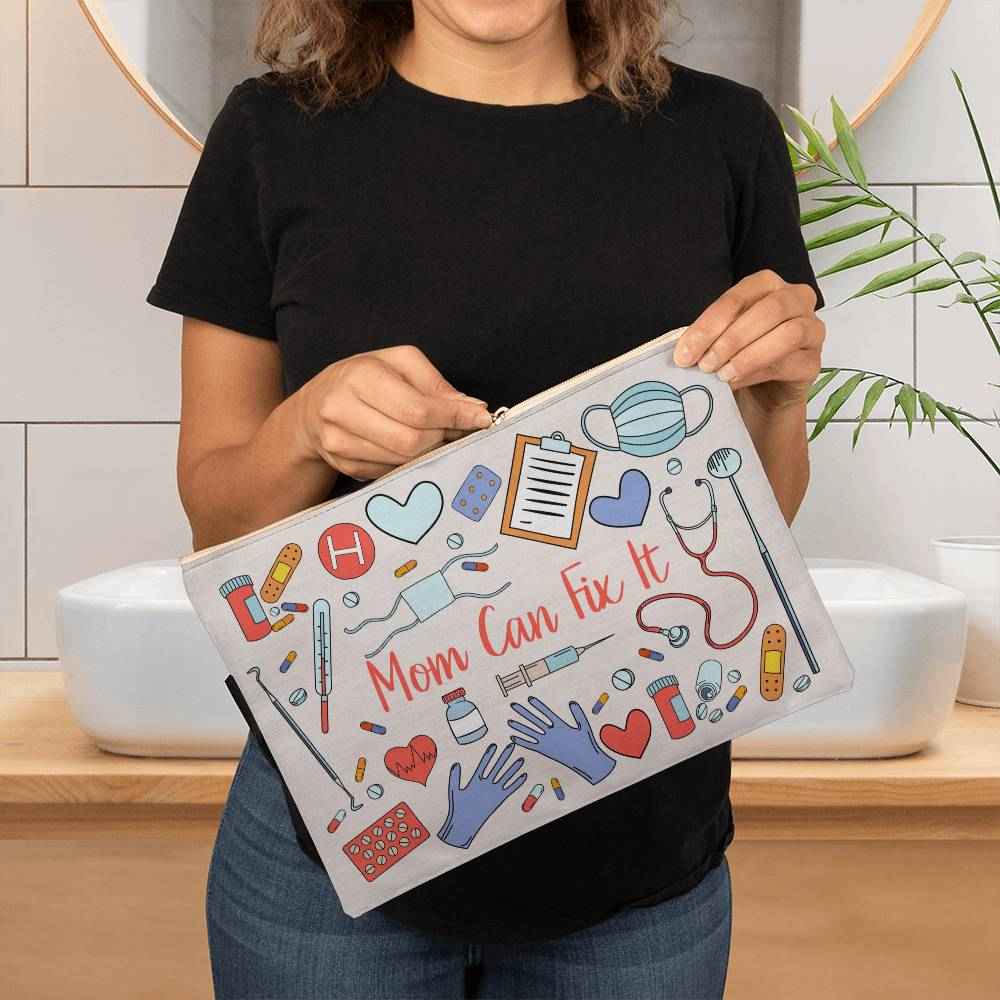 Mom Can Fix It Large Fabric Zippered Pouch