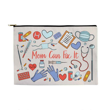 Mom Can Fix It Large Fabric Zippered Pouch