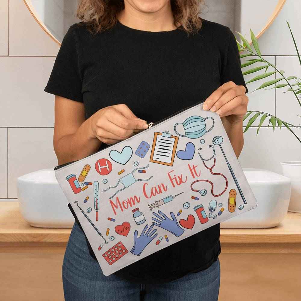 Mom Can Fix It Large Fabric Zippered Pouch