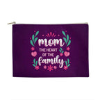 Mom The Heart Of The Family Large Fabric Zippered Pouch