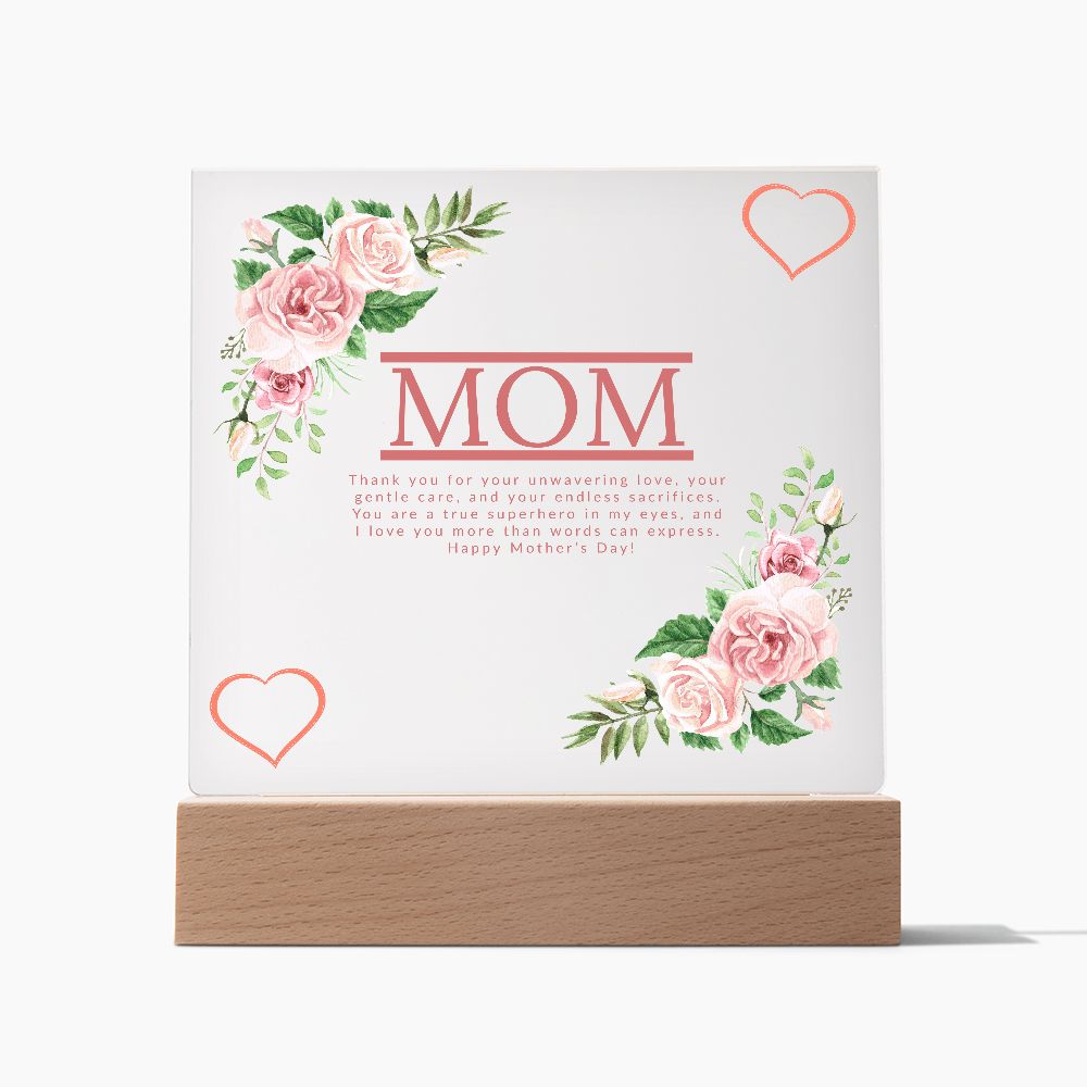 Mom thank you for your unwavering love - Square Acrylic Plaque - StarShineBox -