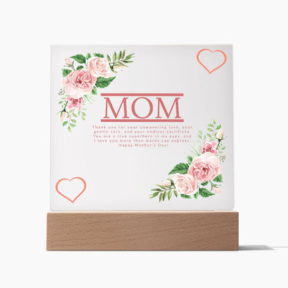 Mom thank you for your unwavering love - Square Acrylic Plaque - StarShineBox -