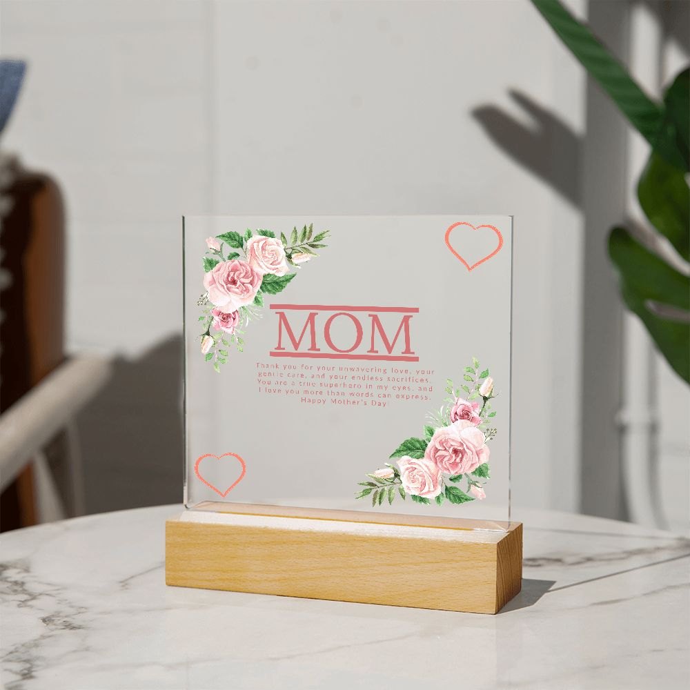 Mom thank you for your unwavering love - Square Acrylic Plaque - StarShineBox -
