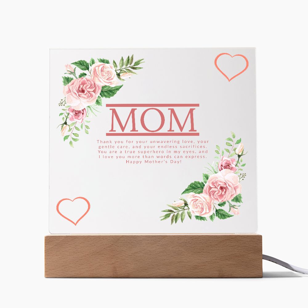 Mom thank you for your unwavering love - Square Acrylic Plaque - StarShineBox -