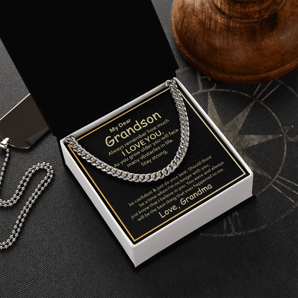 My Dear Grandson, Always remember how much I love you Cubin link chain - StarShineBox -