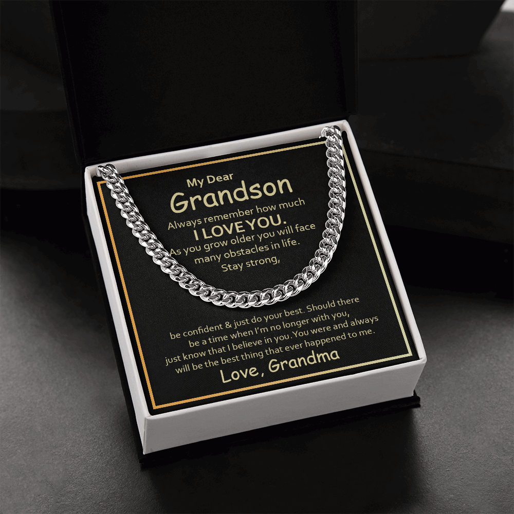 My Dear Grandson, Always remember how much I love you Cubin link chain - StarShineBox -