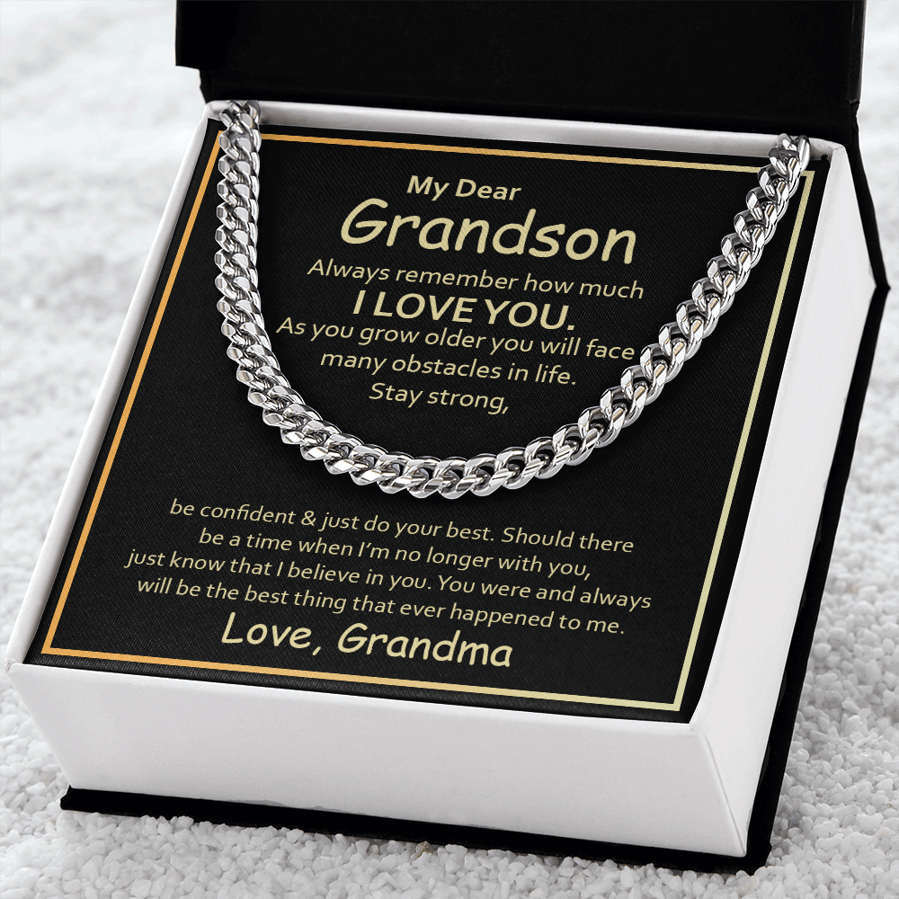 My Dear Grandson, Always remember how much I love you Cubin link chain - StarShineBox -