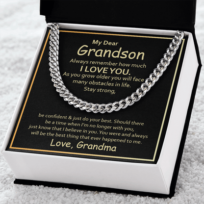 My Dear Grandson, Always remember how much I love you Cubin link chain - StarShineBox -