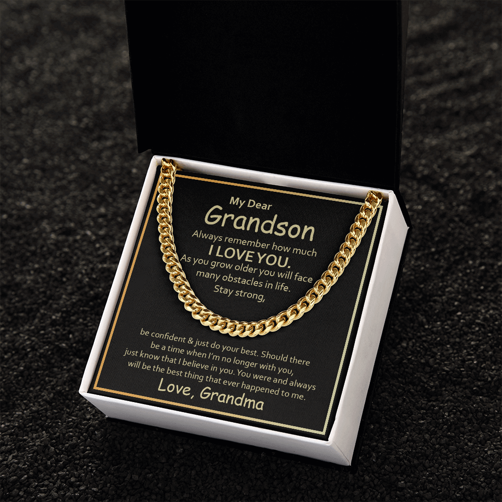 My Dear Grandson, Always remember how much I love you Cubin link chain - StarShineBox -