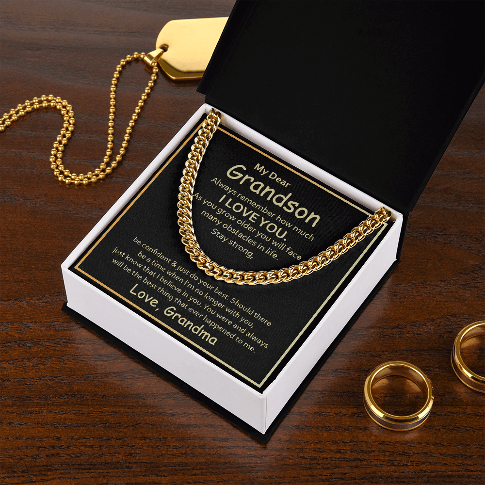 My Dear Grandson, Always remember how much I love you Cubin link chain - StarShineBox -