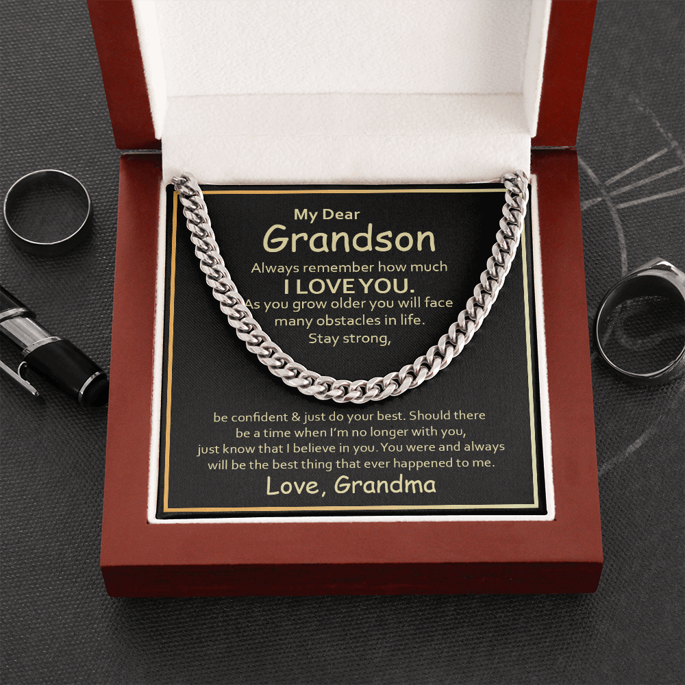 My Dear Grandson, Always remember how much I love you Cubin link chain - StarShineBox -