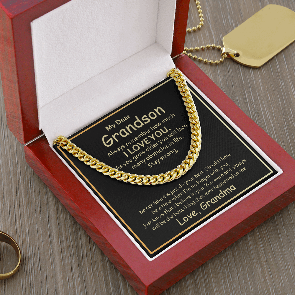 My Dear Grandson, Always remember how much I love you Cubin link chain - StarShineBox -