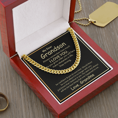 My Dear Grandson, Always remember how much I love you Cubin link chain - StarShineBox -