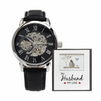 My Husband my Love Men's Openwork Watch With Mahogany Box - StarShineBox -
