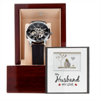 My Husband my Love Men's Openwork Watch With Mahogany Box - StarShineBox -