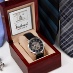 My Husband my Love Men's Openwork Watch With Mahogany Box - StarShineBox -