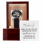 My Husband when I tell you I love you Men's Openwork Watch With Mahogany Box - StarShineBox -