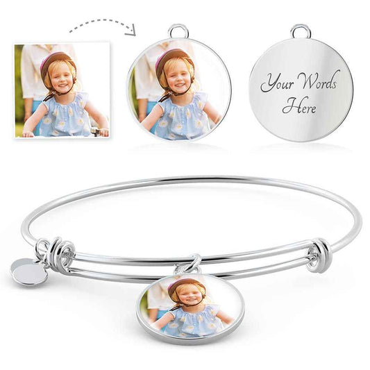 Personalized Circle Photo Bangle Bracelet - Starshine Box 
