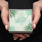 Personalized Name Necklace Green Leaves